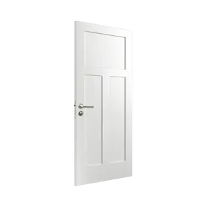 Puerta Interior Moderna Personalizada Precolgada Impermeable Estilo Shaker con Imprimación Blanca, Puertas de Madera Maciza de 3 Paneles para Dormitorio, Casa, Hotel, Apartamento - Product Image 5