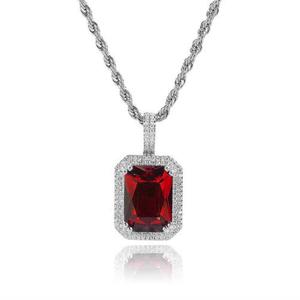 Collier ras du cou à pendentif en cristal de diamant avec zircon cubique carré coloré hip hop personnalisé en gros - Product Image 2