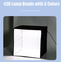 Harga Pabrik HONGDAK 40cm Kotak Lampu LED Fotografi Desain Baru Tenda Pemotretan Studio Foto Kotak Hitam 6 Latar Belakang Warna Video