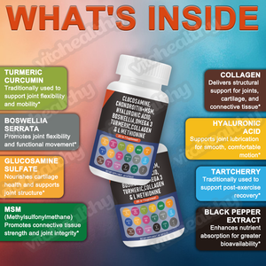 Vitahealthy OEM/ODM Topgrade <span class=keywords><strong>Glucosamine</strong></span> <span class=keywords><strong>Chondroitin</strong></span> MSM kapsül hyaluronik asit Boswellia Omega3 zerdeçal kollajen L Methionine - Product Image 4