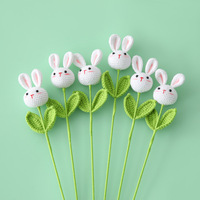 Buket kelinci wol buatan tangan kualitas tinggi dengan cabang bunga Tahun produk jadi lucu terinspirasi kelinci