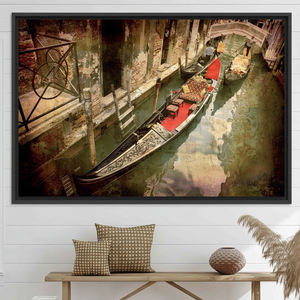 Venice Gondola Canvas Print: Elegant Italy View Wall Art,<b>BLACK</b> <b>FRAMED</b> CANVAS - Product Image 3