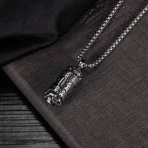 Colgante Amuleto Budista Tibetano con Mantra de Seis Caracteres y Loto, Collar Largo para Cenizas, Cadena de Acero Inoxidable, Accesorios de Joyería - Product Image 6