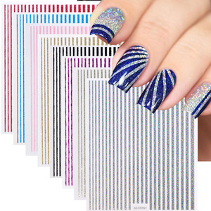 Pegatinas para Uñas, 8 Colores, Brillantes, Rayas Verticales Sólidas, Rojo, Morado, Estilo Femenino y Lujoso, Pegatinas de Papel para Arte de Uñas, <span class=keywords><strong>Manicura</strong></span> - Product Image 1