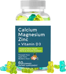 Halal calcium magnesium zinc vitamin d3 soft candy supports bone health nerve immune function immune system zmc gummies