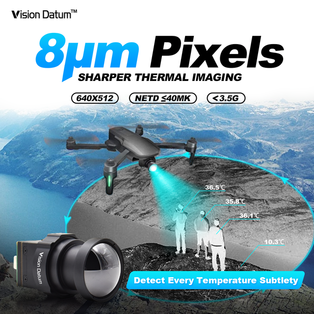 Uncooled 640x512 8μm 50Hz 40mK 4PIN USB LWIR Drone Thermal Camera