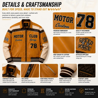 Blouson en cuir vintage pour homme, personnalisable avec broderie, style moto, bomber de course, patchs Letterman – Usine de vêtements OEM ODM