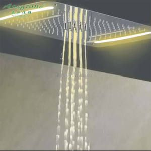 Ensemble de système de douche musical luxueux salle de bain pluie robinets de bain et de douche thermostatiques ensemble de mélangeur de douche multifonctionnel à LED de plafond - Product Image 1