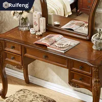 Table de toilette en bois massif de style rétro américain et européen avec miroir éclairé, durable, pour petits hôtels, chambre à coucher, salon, comprend un bureau