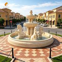 Fuente de Agua de Mármol Beige Grande MILY, Estilo Europeo de Tres Niveles, Tallada a Mano, Personalizada para Jardín Exterior, Decoración de Villa de Lujo