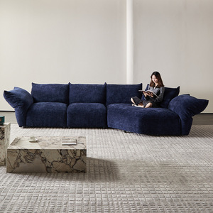 Divano STG in Stile Italiano Moderno e Minimalista, Forma a Petalo in Tessuto Chenille, per Soggiorno, Camera da Letto, Villa, Divano Irregolare in Legno Massello - Product Image 3