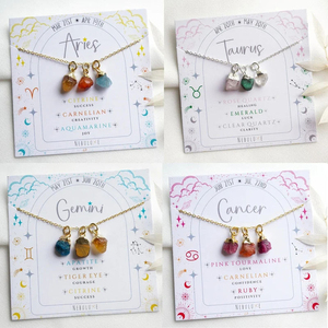 Collar con Colgante <span class=keywords><strong>de</strong></span> Cristal Natural del Signo Zodiacal Géminis, Joyerí<span class=keywords><strong>a</strong></span> Zodiacal, Regalo para Mujer - Product Image 1