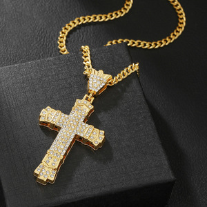 Collana Hip Hop Europea di Tendenza con Diamanti, Collana a Croce con Cristalli e Strass per Uomo e Donna - Product Image 3