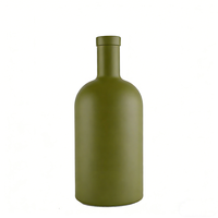 Bouteille en verre de style nordique personnalisée, vert mat, 50 ml, 100 ml, 200 ml, 375 ml, 500 ml, 750 ml, pour tequila, huile d'olive, avec bouchon et boîte d'emballage