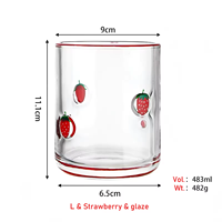 Groothandel kleurrijke fruitpatroon glazen koffiemok hittebestendig BPA-vrij vaatwasser- en magnetronbestendig lekvrij herbruikbaar voor thuisgebruik