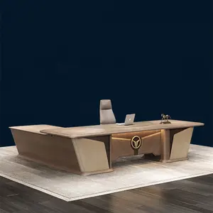 Guangdong new office furniture big size 2.4m custom design luxury modern executive organizer wooden L shape office desk