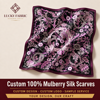 Écharpe carrée 100% soie de mûrier 90x90 cm avec impression personnalisée de motifs géométriques et tropicaux, douce pour la peau, OEM / ODM