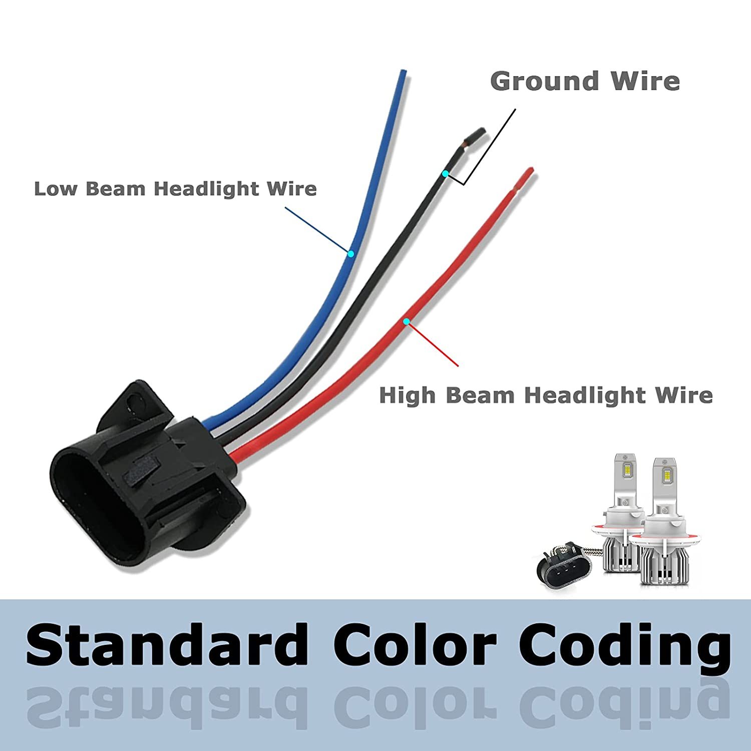 Conector H13 9008 Pigtail – Arnés Para Bombilla LED, Base P26.4T, Cable 18 AWG