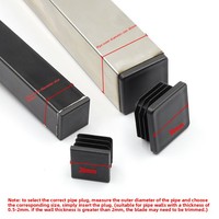 Capuchons de protection carrés en plastique noir pour pieds de meubles, tables et chaises