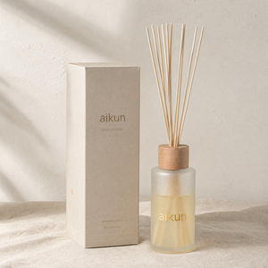 Diffuseur à bâtonnets XL Aikun en verre dépoli, faible MOQ, réponse rapide, logo imprimé or, boîte haute, toutes senteurs, longue durée, pour cadeaux de marque - Product Image 1
