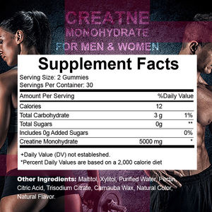 Gummies de créatine monohydrate personnalisées Renforcez les compléments alimentaires pour adultes - Product Image 5
