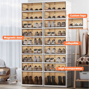 منظم أحذية قابل للطي من وانو بـ 9 طبقات، سهل التركيب، خزانة أحذية بلاستيكية من قطعة واحدة، منظم أحذية بلاستيكي بشعار مخصص - Product Image 2