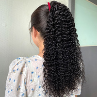 Extension de queue de cheval en cheveux vierges vietnamiens, 18 pouces, bouclés profonds, pour femmes, queues de cheval volumineuses, extensions de cheveux
