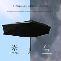 [Fini les sacs à dos mouillés] Parapluie pliant de protection dorsale kaki et noir, protection UV, 55 cm, grand format, pour hommes, trajets quotidiens, école, simple et élégant