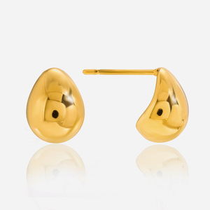 Pendientes de tuerca con forma de gota de agua, chapados en oro de 18k, de acero inoxidable, diseño geométrico, joyería de moda. - Product Image 1