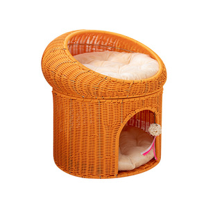 Coussin pour chat en bambou tressé, rond, respirant, avec coussin pour chats - Product Image 5