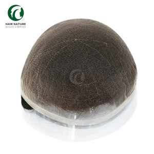 Sistema de Tupé de Cabello Indio Negro con Textura Ondulada Natural y Encaje Alemán para Hombres, Densidad 130%, Nudos Delanteros Bien Decolorados, Reemplazo - Product Image 2