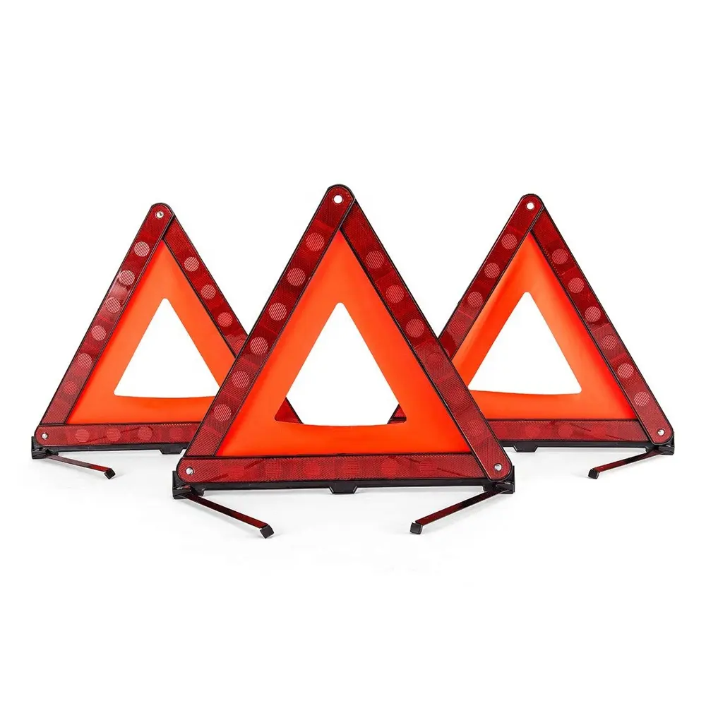 Triangle d'avertissement de sécurité réfléchissant, en caoutchouc, signalisation d'urgence, pour voiture