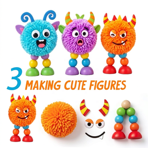 Kit de Manualidades DIY con Pompones Suaves y Esponjosos para Niños, con Escena de Casa de Monstruos de Cartón para Construir, para Niños y Niñas - Product Image 2