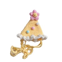 Crochet fait à la main coton peluche chapeau d'anniversaire mignon fleur Design pour chats chiens fête fête Photo accessoire KIVA marque
