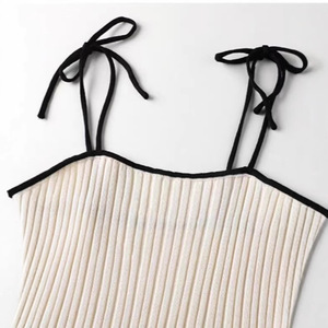 Women's Knit <b>Dress</b> <b>Elastic</b> Waist Sleeveless Contrast Color Splicing Breathable Slim Fit Long Summer Style - Product Image 2