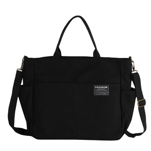 Wholesale Oversized Canvas <b>Tote</b> Bags with Custom Logo Slant Design for <b>Travel</b> School & Work Letter Pattern - Product Image 1