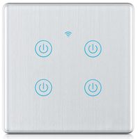 Interrupteur mural intelligent UEMON Zigbee UK/EU avec panneau tactile en verre brossé et cadre en aluminium, compatible Alexa et Google Home, interrupteur intelligent pour éclairage avec neutre