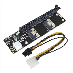 การ์ดแปลง 2 พอร์ต SlimSAS 8i X2 เป็น PCIe 4.0 X16 รุ่น SFF8654 GEN4 สำหรับเชื่อมต่อกราฟิกการ์ด GPU แบบ 6 พิน มีสินค้าพร้อมส่ง - Product Image 1