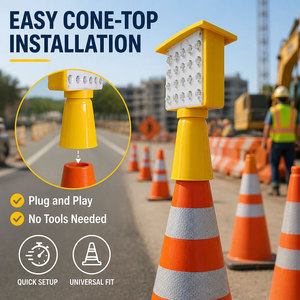 Feu de signalisation routière à LED solaire IP65 étanche de 28 cm, facile à installer, pour barricade de chantier - Product Image 1