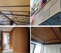Paneles de Techo Metálicos con Acabado de Madera, Resistentes al Agua, Duraderos, de Aluminio, para Decoración de Pasillos de Hotel