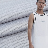 Tissu en maille ondulée verticale 100% polyester, ultra respirant, léger, matière tricotée pour débardeurs, vêtements de sport sans manches pour la course à pied