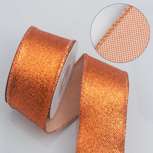 Cinta de grogrén con borde de alambre y purpurina, cinta de tela brillante con recubrimiento en polvo para decoración de árboles de Navidad, coronas y adornos de fiesta - Product Image 2