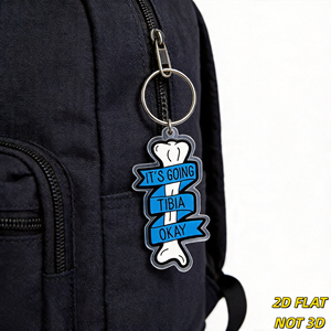 Portachiavi divertente con ossa e scheletri, con nastro blu, ciondolo in acrilico fustellato per chiavi o borsa - Product Image 5