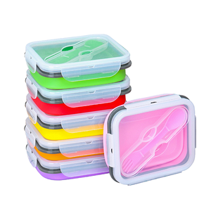 350ML Square Silicone Microwavable Collapsible <b>Lunch</b> <b>Box</b> with Freshness Preservation & Portable Design for Food Storage - Product Image 2