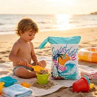 Sac étanche imprimé tropical personnalisé, directement de l'usine, avec fermeture éclair anti-eau, pochette de rangement pour couches de bébé, plage, natation, gym