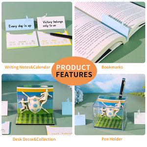 Bloc <span class=keywords><strong>de</strong></span> Notas 3D con Temática <span class=keywords><strong>de</strong></span> la Copa <span class=keywords><strong>Mundial</strong></span> <span class=keywords><strong>de</strong></span> Fútbol, Escultura <span class=keywords><strong>de</strong></span> Papel Creativa <span class=keywords><strong>de</strong></span> Fútbol, <span class=keywords><strong>Calendario</strong></span>, Decoración <span class=keywords><strong>de</strong></span> Escritorio DIY, Recuerdo con Portaplumas y Caja <span class=keywords><strong>de</strong></span> Regalo - Product Image 5
