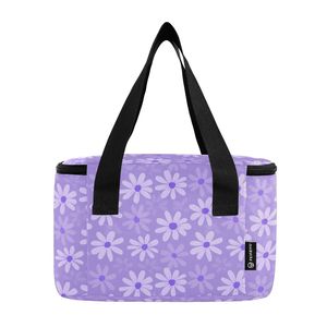 Purple Daisy Flower Custom Logo Picnic Bag Aluminum foil Cooler Bag Reusable Lunch Tote Insulated Lunch Box with 2 Handles - Product Image 6