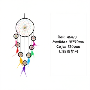 Acchiappasogni 18x70cm con Piume Arcobaleno, Decorazione da Parete per la Casa - Product Image 3