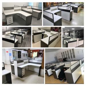 Poste de travail modulaire en L personnalisable pour <span class=keywords><strong>bureau</strong></span>, avec structure en bois/MDF et métal, extensible pour 2 à 6 personnes, <span class=keywords><strong>cloison</strong></span> de <span class=keywords><strong>bureau</strong></span> - Product Image 3