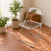 Chaise pliante transparente en acrylique avec structure chromée, chaise pliable en plastique pour événements, fêtes, mariages, banquets et maison